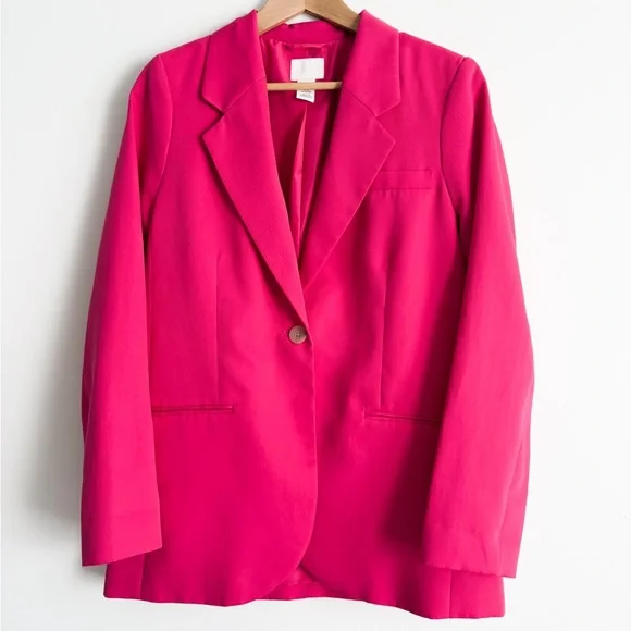 H&M Double-Breasted Structured Pink Blazer - Size Small - Picture 2 of 10